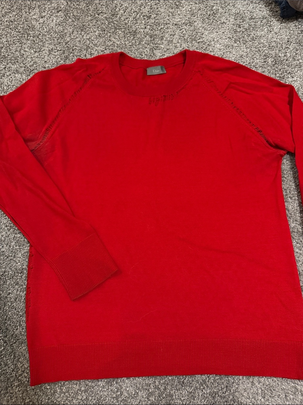 Dior Vintage Men’s Red Crewneck Sweater Size Large. 100% wool. Made in Italy